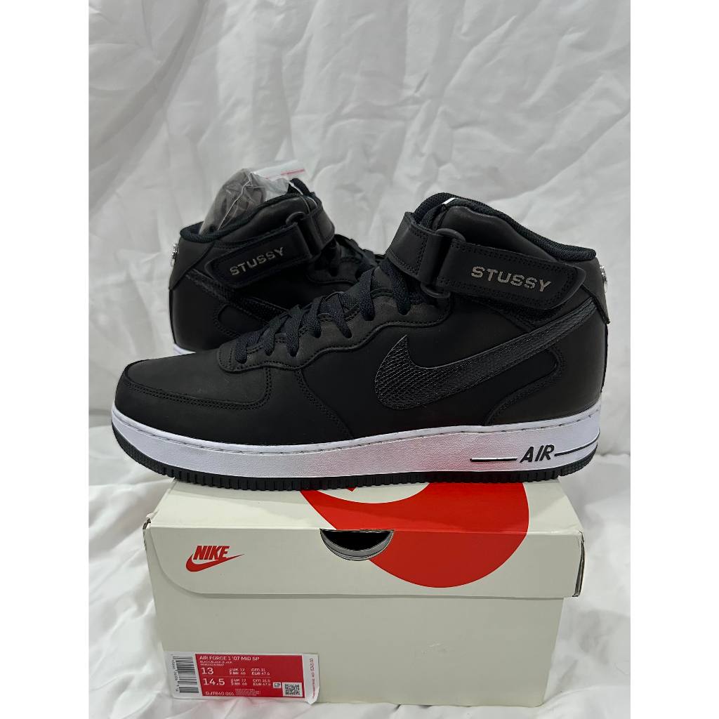 US13 全新現貨 Stussy Nike Air Force 1 Mid SP Black DJ7840-001