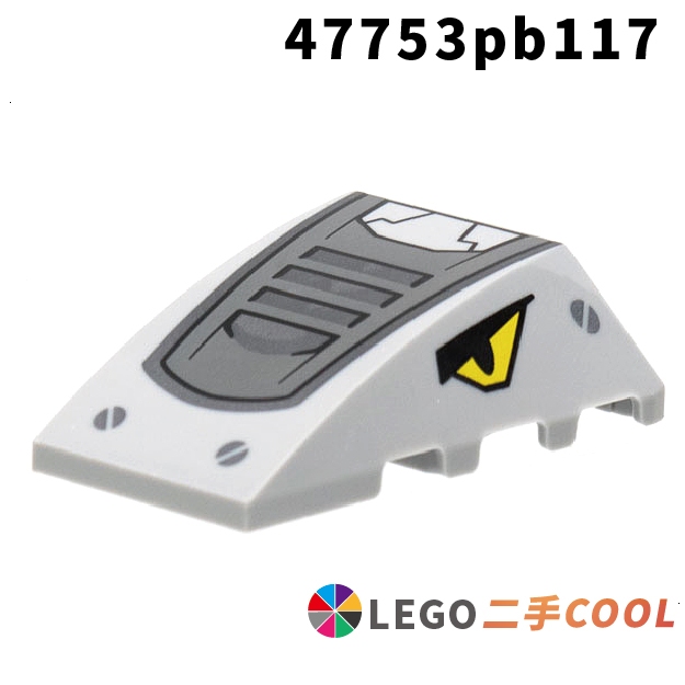 【COOLPON】正版樂高 LEGO 【二手】Wedge 4x4 楔形磚 印刷磚 47753pb117 47753 淺灰