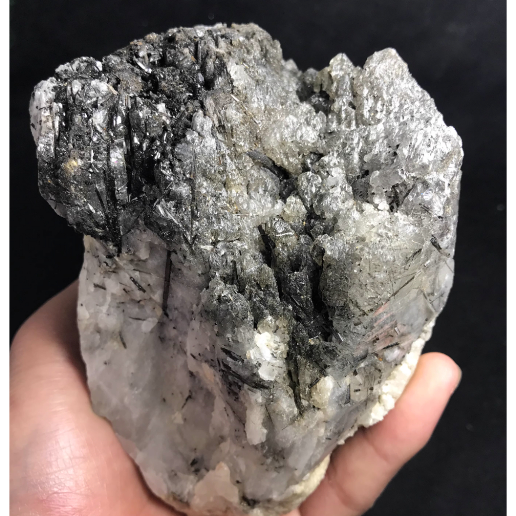 1kg天然水晶巴西白水晶黑髮晶骨幹水晶原石擺飾碧璽共生原礦標本