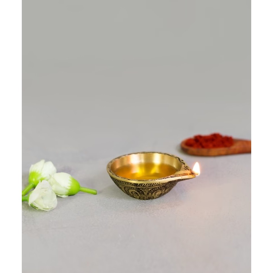 💛【Isha Life】手工古董黃銅 油燈 無底座款式 銅油燈 印度原裝 Antique Brass Diya