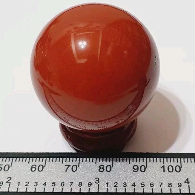 37.6mm 紅碧玉球 +木底座 水晶球 礦石球 擺飾 收藏 禮物 m15z