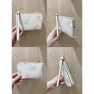 免運✨臺灣現貨✨美國🇺🇸Coach 丹寧 牛仔 黑色 牛皮 單層 拉鍊 手拿包 logo 小手拿 真皮 防刮 天鵝🦢白色