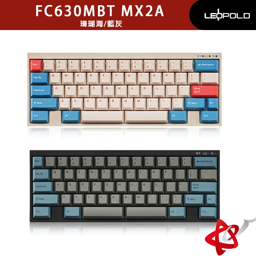 LeoPold FC630MBT 機械鍵盤 珊瑚海/藍灰 PBT MX2A 茶軸/紅軸/靜音紅 (預購)