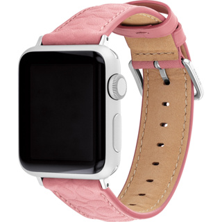 COACH Apple Watch 錶帶 38/40/41mm 適用 皮錶帶- 粉紅C字壓紋(不含手錶)