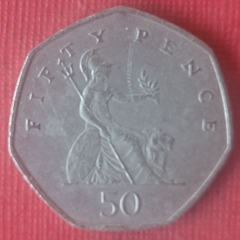 R187大型英國1998年50便士錢幣乙枚。保真。美品。