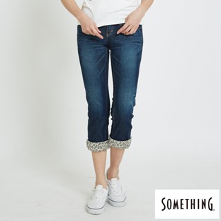 SOMETHING 女款 NEO FIT合身七分牛仔褲(中古藍)