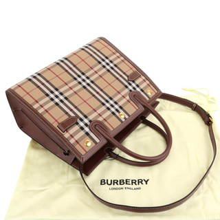 BURBERRY 經典防刮格紋皮革手提/斜背包兩用包