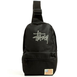 Stussy 黑色 胸包 金標 拉鍊 休閒 收納 隨身 小物 斜挎 側背包