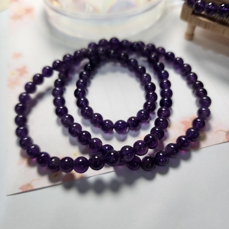 〔晶彩〕天然 水晶 烏拉圭紫水晶 紫水晶 3圈款手珠 DIY手做材料