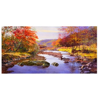 【御畫房】金秋溪水 國家一級畫師手繪油畫60×120cm(VF-146)