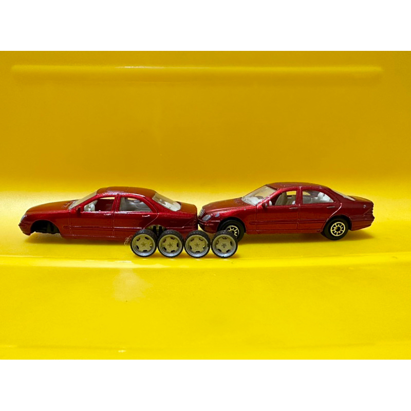 一次兩台 含大餅胎 二改 1/64 賓士 Mercedes Benz S class S-class 合金 模型車 稀有