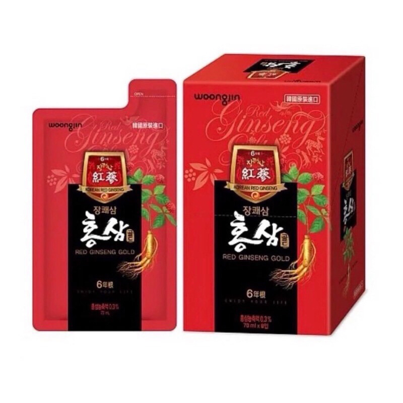 ～省錢叔叔～韓國 熊津红蔘飲 六年根紅蔘 養氣人蔘 人蔘飲 正品 70ml 有糖 無糖