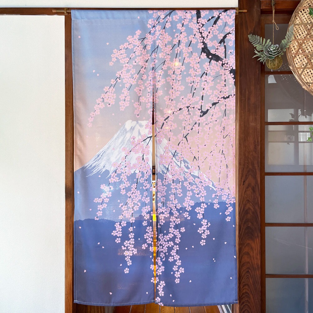 富士山 櫻花 和風門簾 輕鬆改變居家風格 裝飾 日本正版 150x85cm cf431