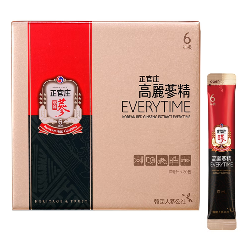 正官庄 高麗蔘精 EVERYTIME 30入/盒【詠晴中西藥局】金蔘 高麗人蔘精華液禮盒 (5瓶/盒)