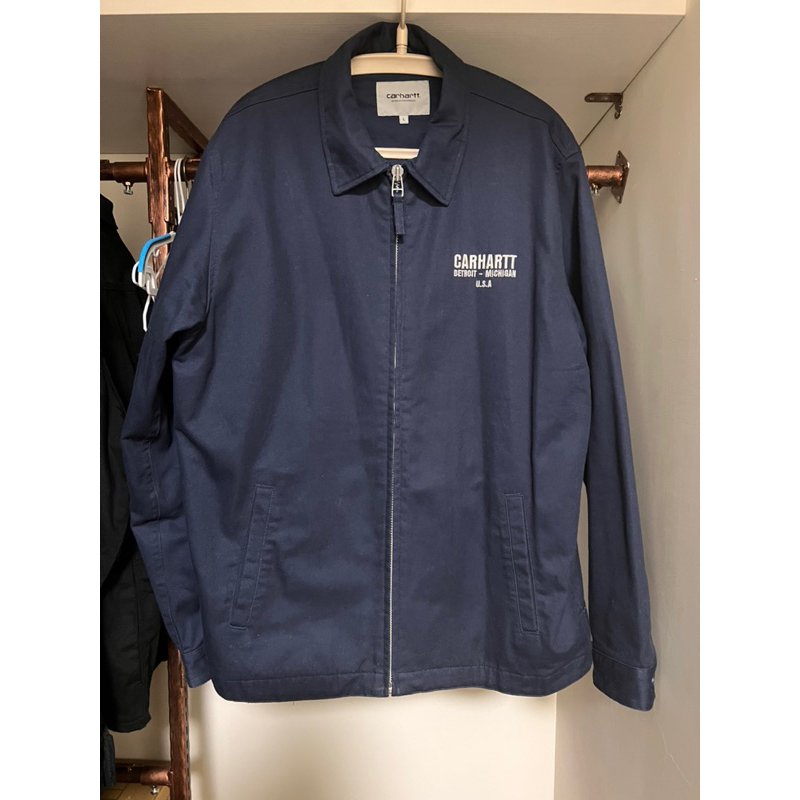 Carhartt WIP freeway jacket 深藍色 重磅斜紋布  刺繡 教練外套