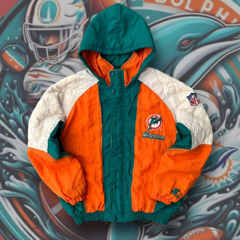Miami Dolphins 90’s Jacket 🐬 Starter 邁阿密海豚 鋪棉外套 NFL外套 古著