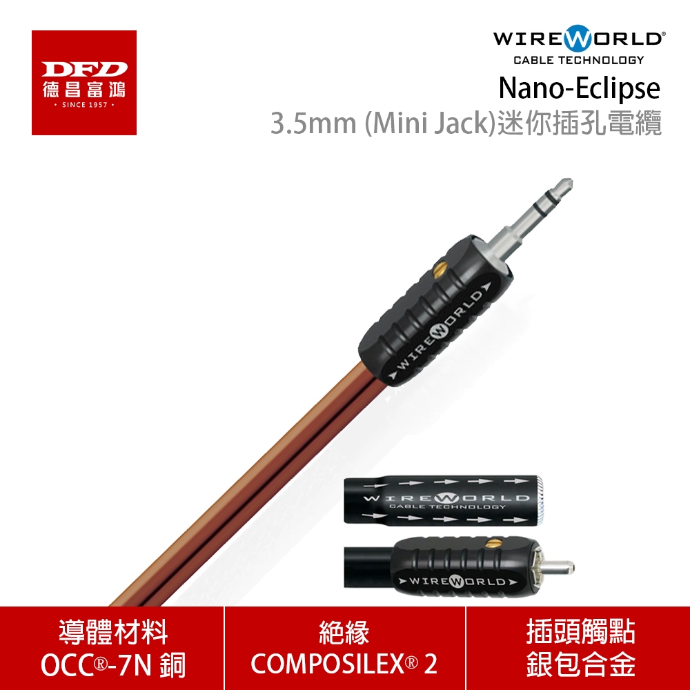WIREWORLD 美國 Nano-Eclipse 3.5mm Mini Jack 電纜 1.0M - 3.0M 公司貨
