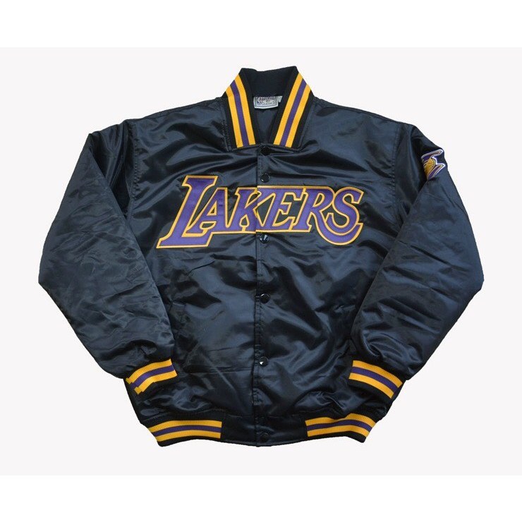 Street Fighter 街頭霸王 NBA Lakers 湖人隊 KOBE 嘻哈 刺繡 寬鬆 棒球外套 黑色 大尺碼