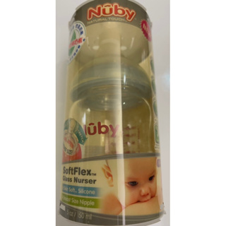 Nuby 自然乳感系列 寬口徑 防脹氣 玻璃奶瓶 150ml
