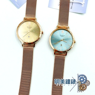 CASIO卡西歐/SHE-4539PM-2A 5A(迷霧棕,湖水藍)/羅馬時標時尚米蘭腕錶/明美鐘錶眼鏡