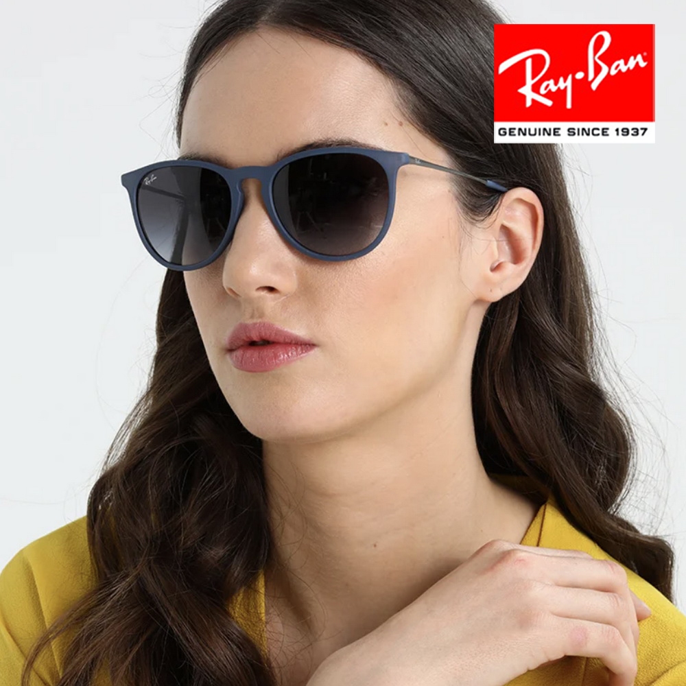 【原廠公司貨】RayBan 雷朋 ERIKA 舒適輕量太陽眼鏡 RB4171 60028G 54mm 霧藍框漸層灰鏡片
