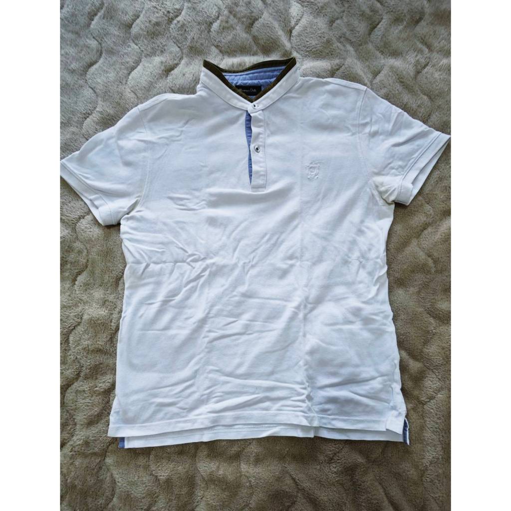 Massimo Dutti 男 立領 polo衫(白色, Ｍ size)