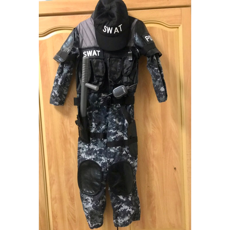 萬聖節 兒童變裝 police 美國警察SWAT 特勤隊 反恐特攻隊 購於Costco 幼兒園裝扮 含帽子 警棍職業派對