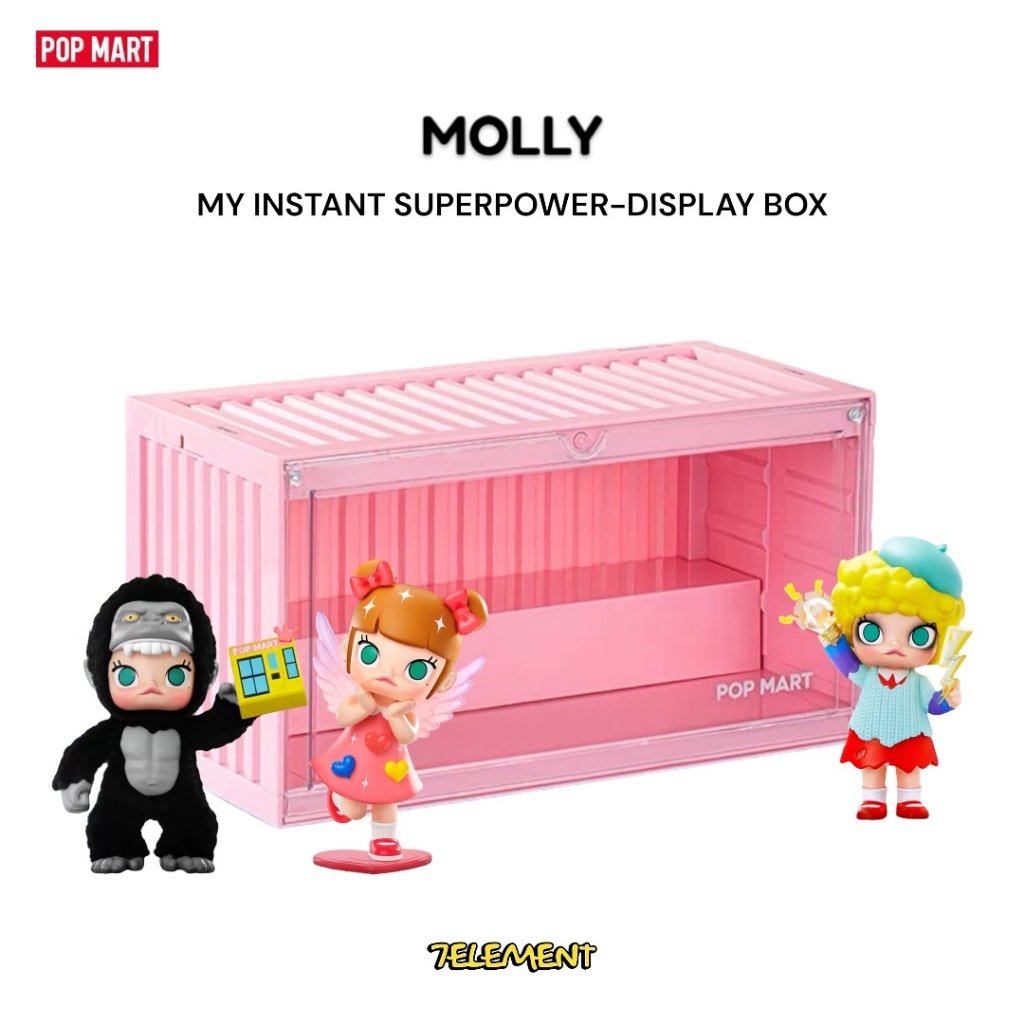 POPMART MOLLY 瞬間超能力 系列 粉色集裝箱 展示盒 收納盒 發光集裝箱 公仔展示盒 盲盒收納 周邊