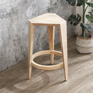 Boden-梅莉森幾何六角造型實木吧台椅/吧檯椅/高腳椅-鄉村木紋色