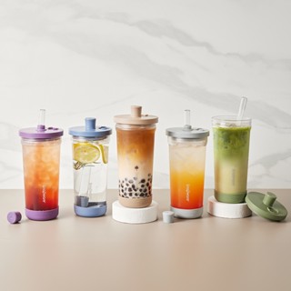 【康寧密扣Snapware】Tritan跳跳杯 吸管杯840ml/(附布套) 透明杯 隨行杯 飲料杯