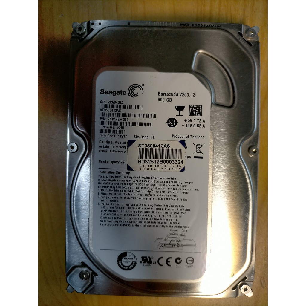 H.硬碟SATA2-Seagate 500GB ST3500413AS 梭魚12 16MB緩衝記憶體  直購價50