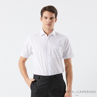 【ROBERTA 諾貝達】男裝 修身素色短袖白襯衫(職場商務款) RCI69-91