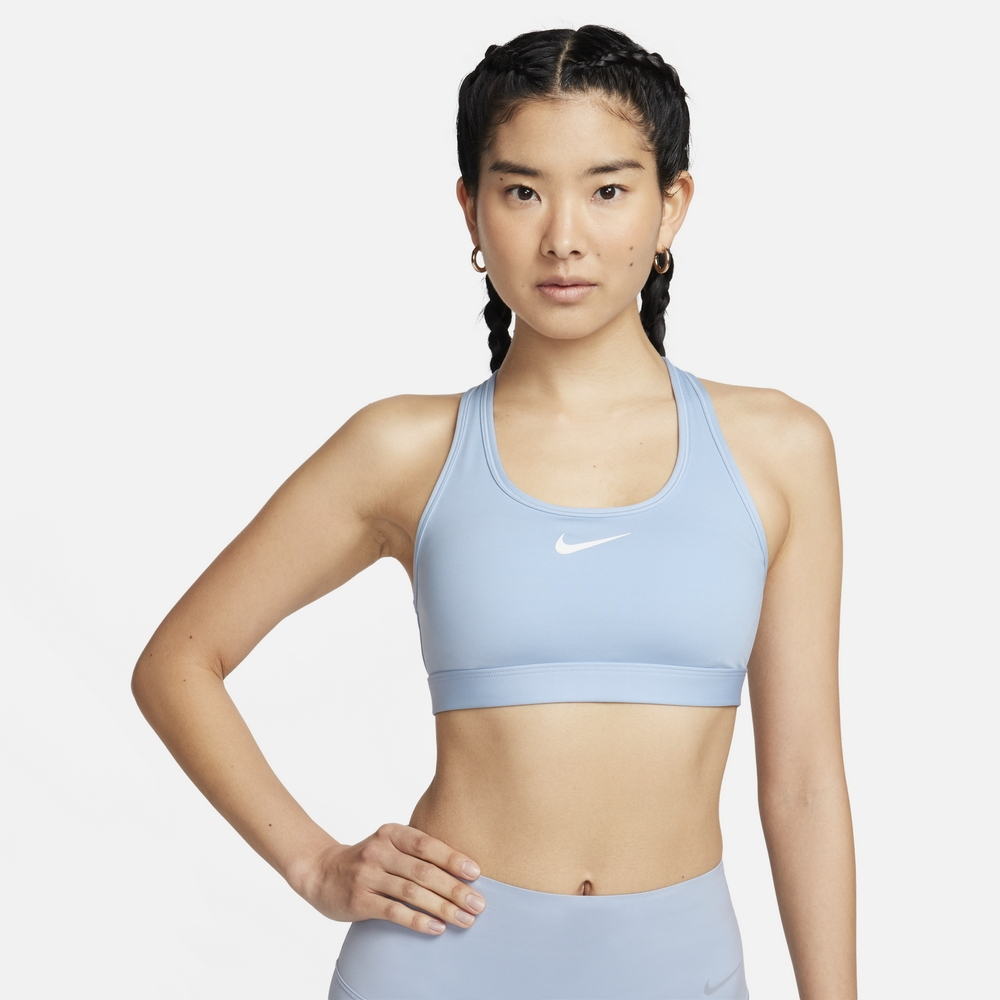 Nike Swoosh 女款 訓練 運動 舒適 支撐 排汗 中度支撐 運動 內衣 瑜珈 慢跑  藍 DX6822440