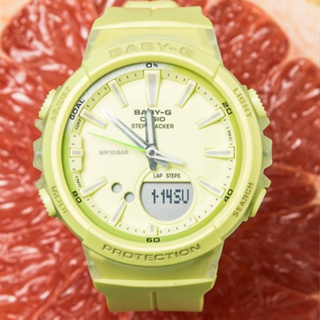 CASIO 卡西歐 BABY-G 慢跑計步功能休閒女錶(BGS-100-9A)-檸檬綠/42.6mm