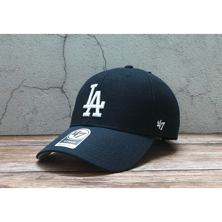 蝦拼殿 47brand MLB洛杉磯道奇LA 黑底白字基本款棒球帽 男生女生都可戴 現貨供應中 硬頂