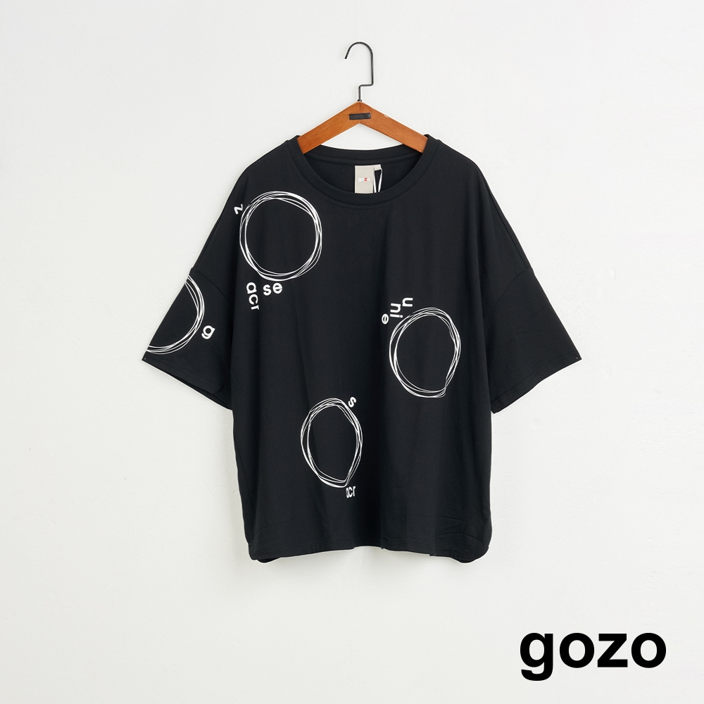 【gozo】➤圈圈圈圈擴型T恤(黑色/白色/綠色_F) | 純棉 圓領 休閒
