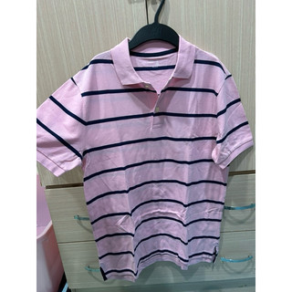 Gap 粉紅條紋 polo衫
