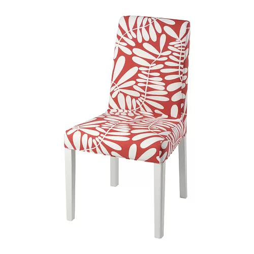 IKEA BERGMUND 餐椅 椅套 白底紅花 100%棉