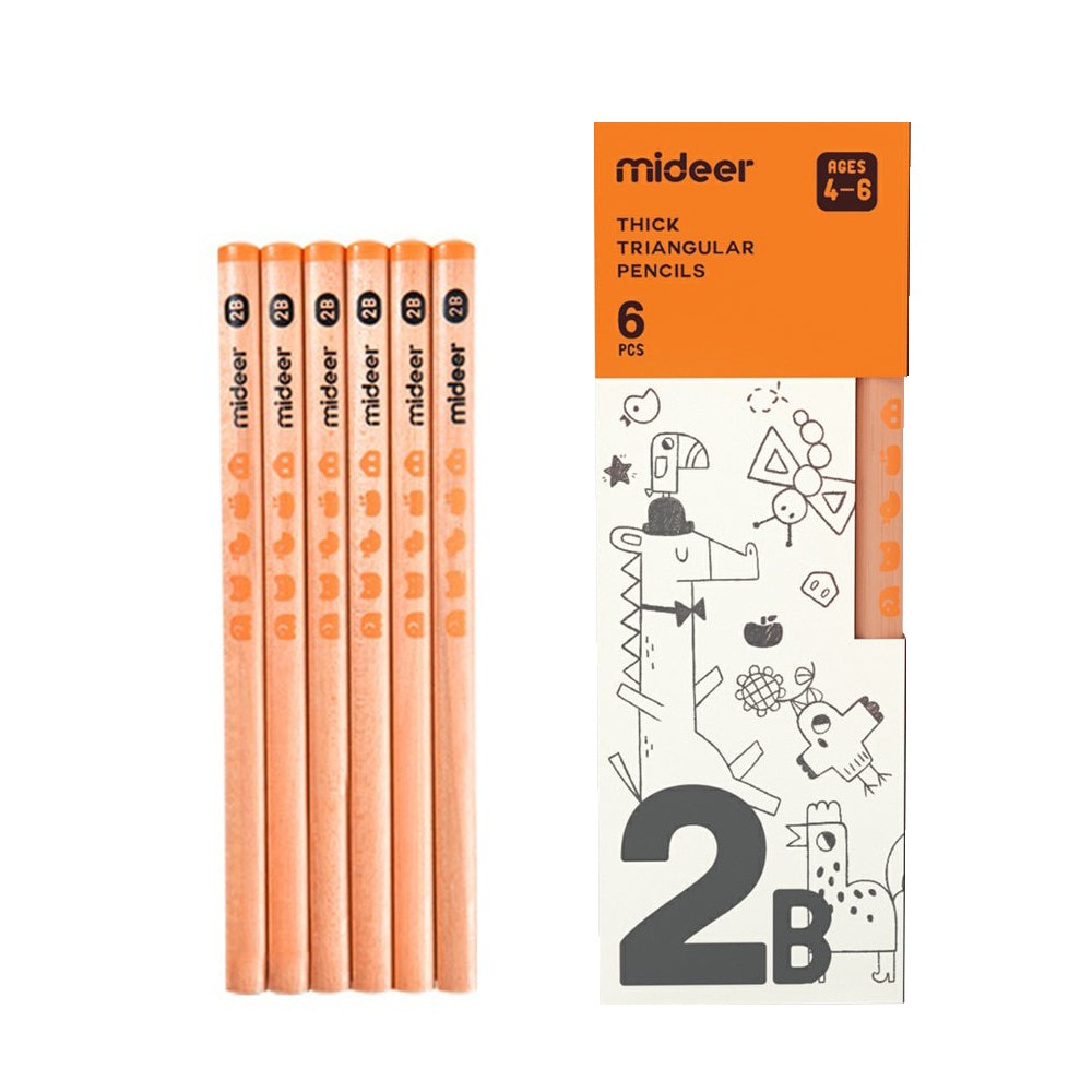 MiDeer 兒童專用三角鉛筆-2B (6入)