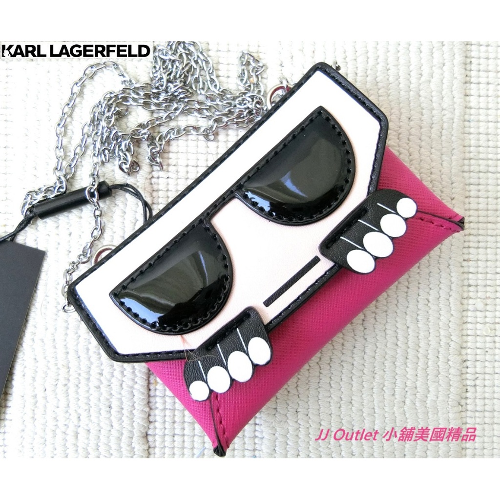 [美國購回 Karl Lagerfeld, 現貨]全新卡爾·拉格斐(老佛爺)可愛mini掛鍊零錢包/掛鍊包(附購証)