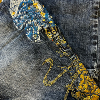 ✨日本藍✨刺繡款✨金標匠鷹之翼中腰直筒牛仔褲