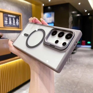 金屬鏡頭支架框 手機殼 磁吸無線充 保護殼 適用於三星S22 S23 S24 Ultra plus S23FE 防摔殼