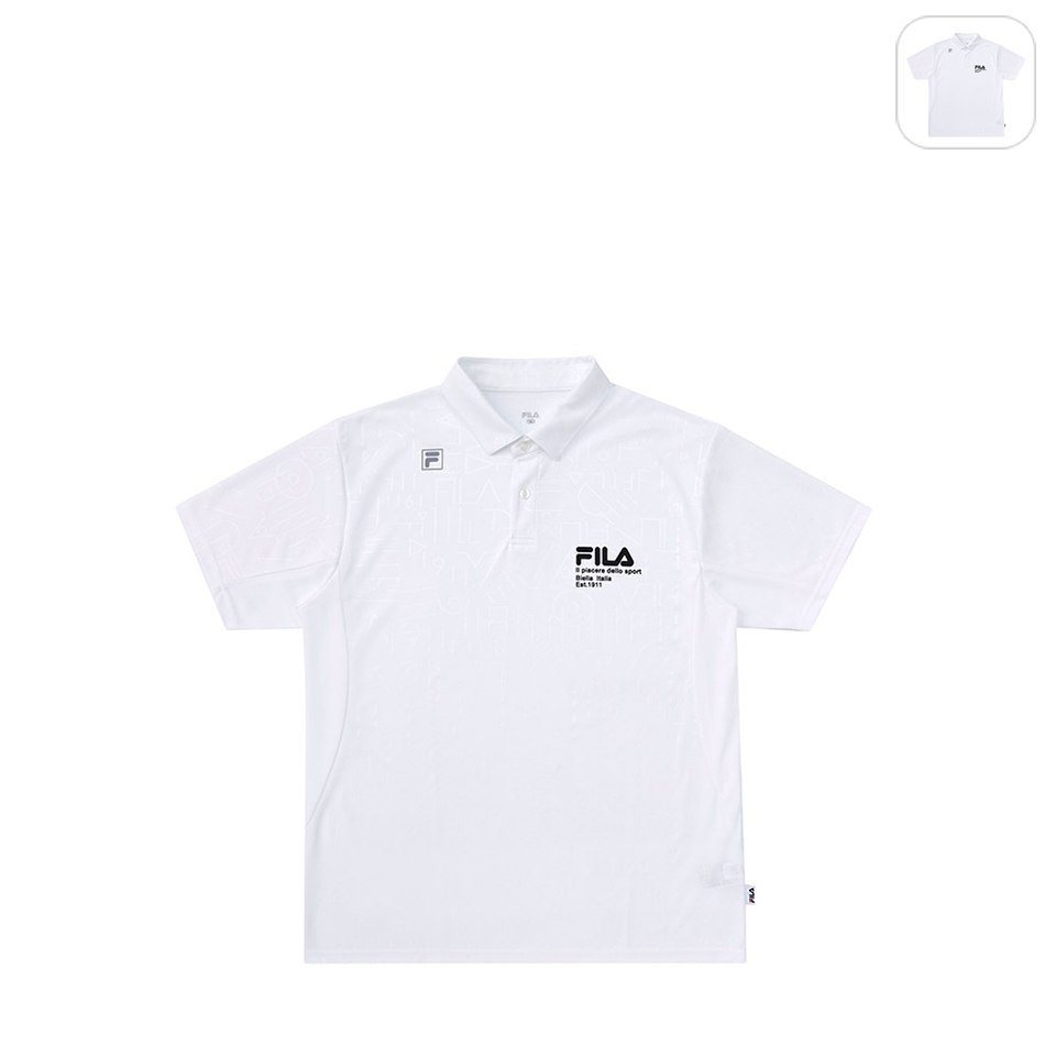 【FILA】男性 短袖 運動POLO衫-白色 1POX-1841-WT