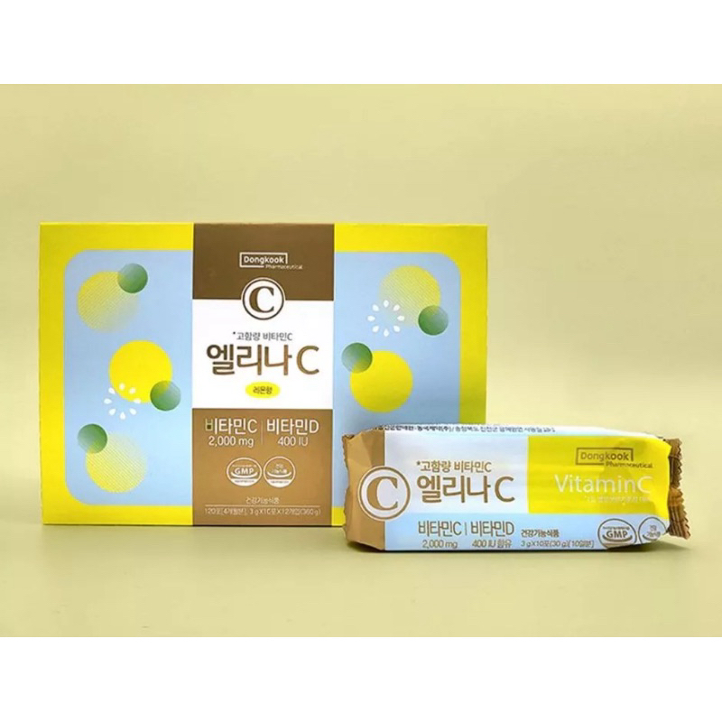 韓國🇰🇷Dongkook Elina C 維生素C+維生素 D 高含量粉末維生素 Rosé同款 一袋3g*10包