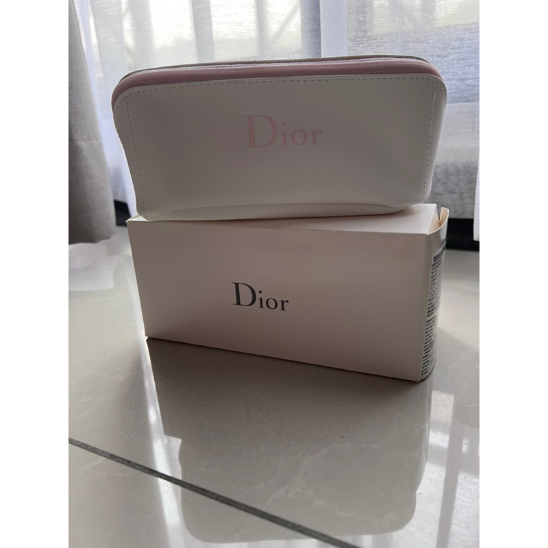 全新 Dior 純白 白色化妝包 美妝包 附盒子
