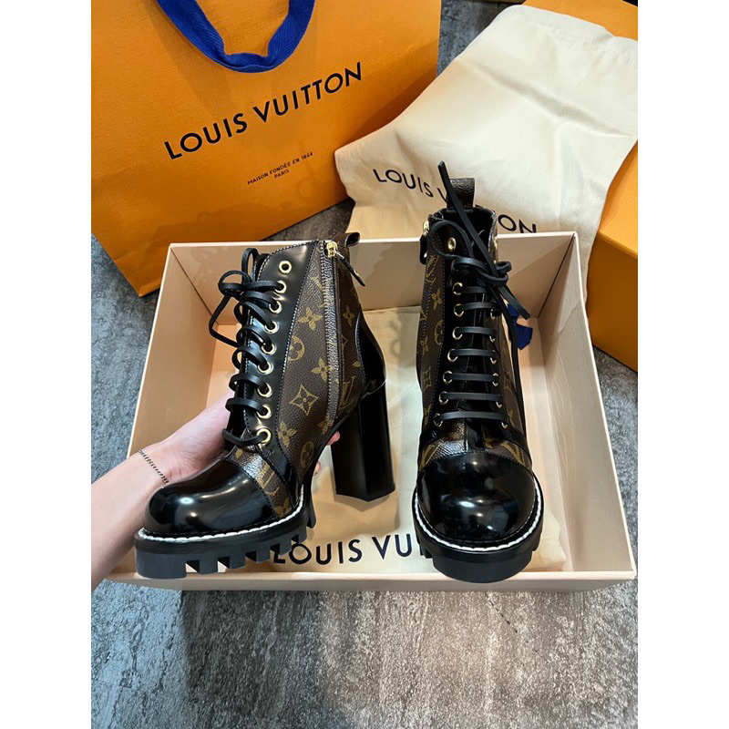 路易威登 Louis Vuitton踝靴 LV短靴37碼/booties High heel LV高跟鞋 粗根舞台靴