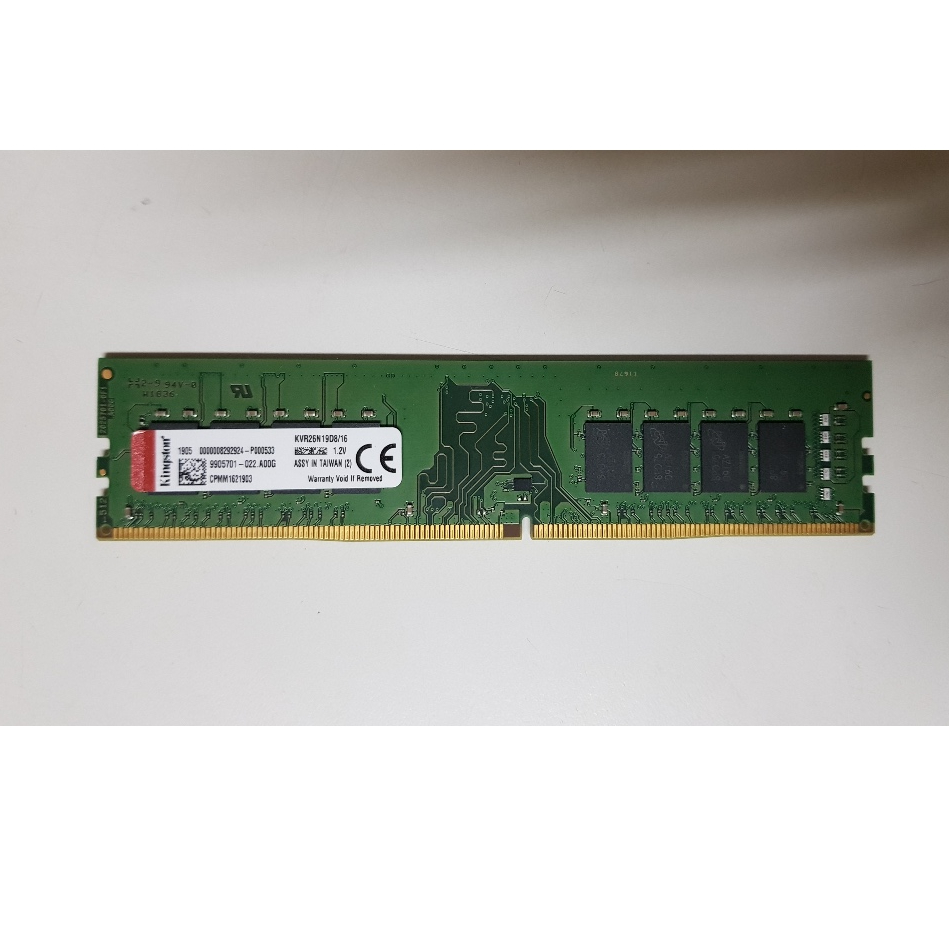 Kingston 金士頓 DDR4 2666 16G KVR26N19D8/16 桌上型記憶體 雙面顆粒/終身保固