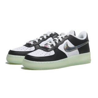 NIKE 休閒鞋 AIR FORCE 1 GS 黑白 雷射勾 夜光 新年限定 大童 女 FZ5529-103