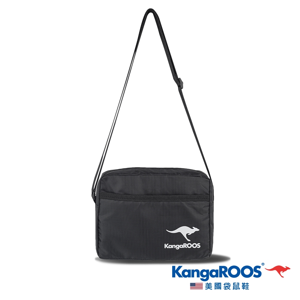 【KangaROOS 美國袋鼠鞋】輕便斜背包 多隔層袋 隨身小包 側背包 肩背包(黑/KM13660)