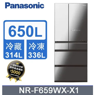 ✿聊聊最便宜✿全台配裝✿全新未拆箱NR-F659WX-X1【Panasonic國際牌】650L 日製六門變頻玻璃冰箱 黑